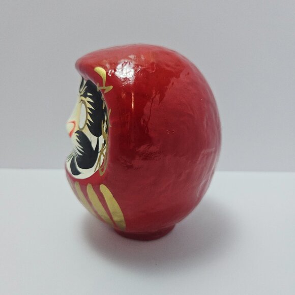 Handmade Papier-mâché Japanese 5" Lucky Red Daruma Doll - Picture 2 of 9